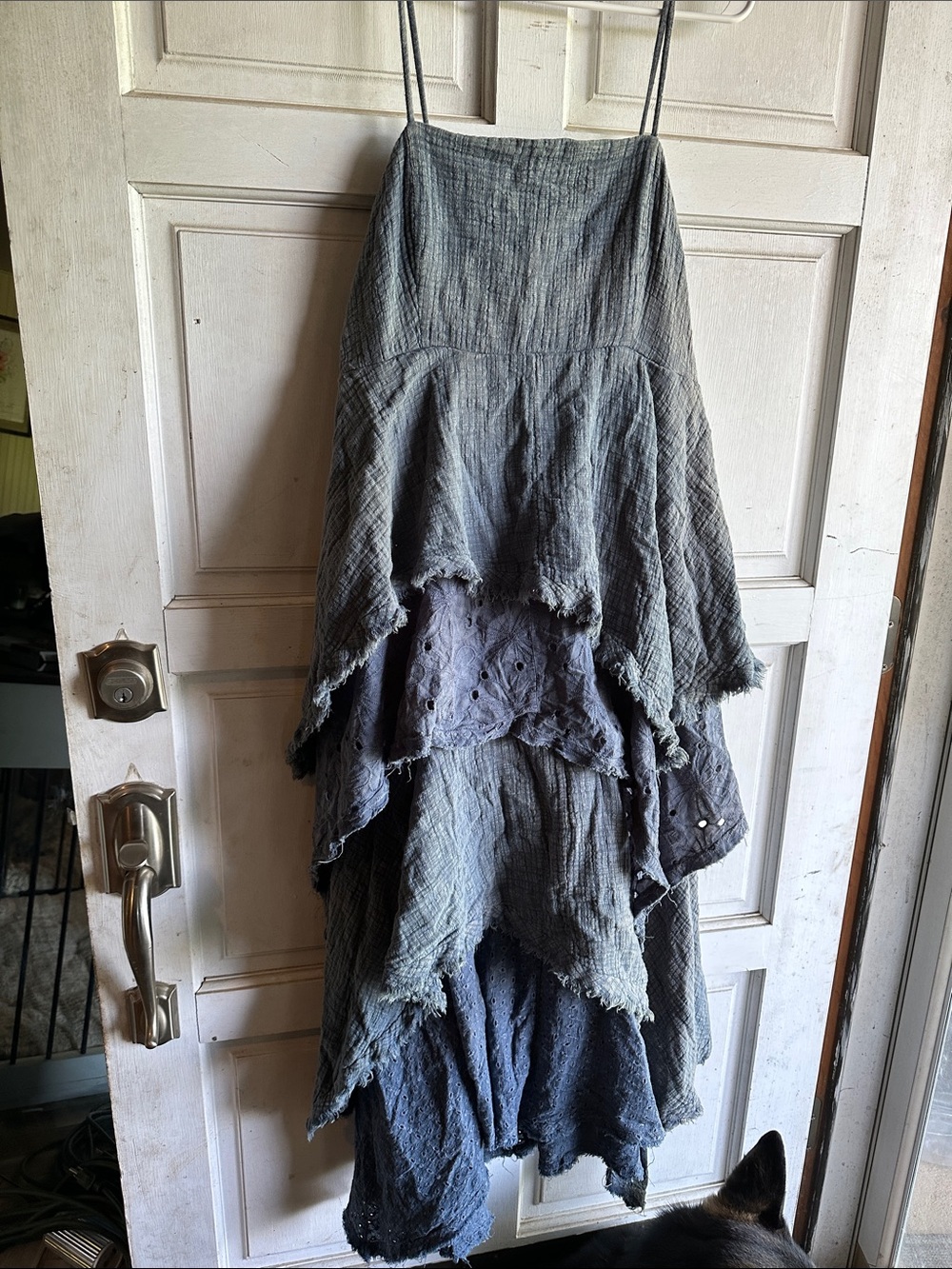 Oli & Hali Layered High-Low Tiered Skirt in Gray and Charcoal - Picture 1 of 5
